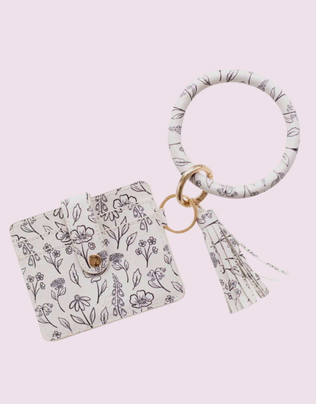 Wristlet Wallet + Keychain | Pressed Floral