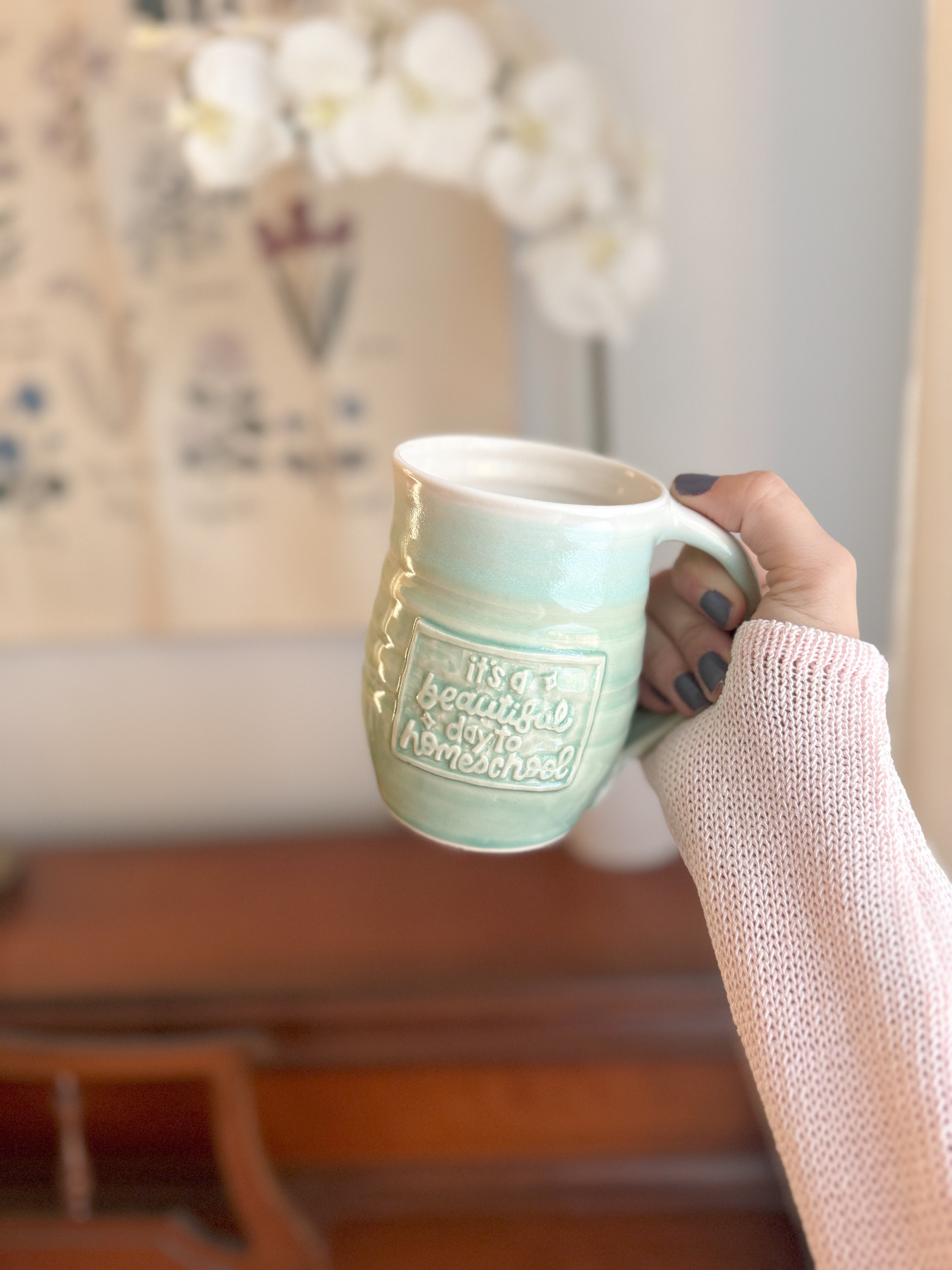 Beautiful Day | Teal 15oz Handmade Mug