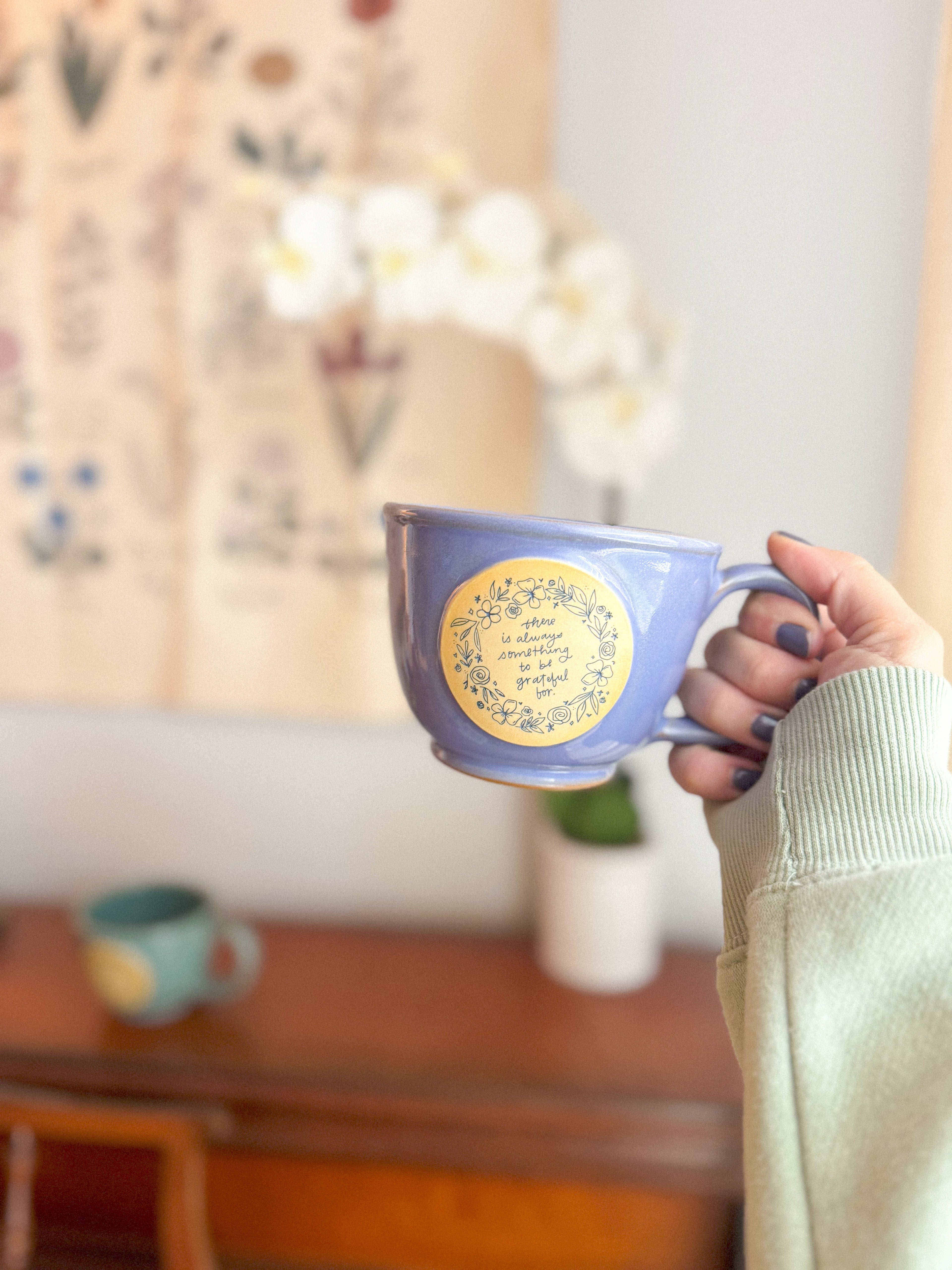 Grateful | Periwinkle 12oz Handmade Latte Mug