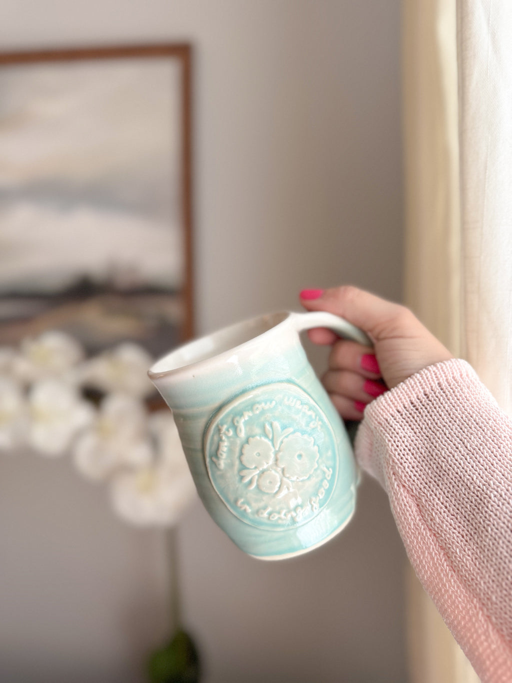 Don’t Grow Weary | Teal 15oz Handmade Mug