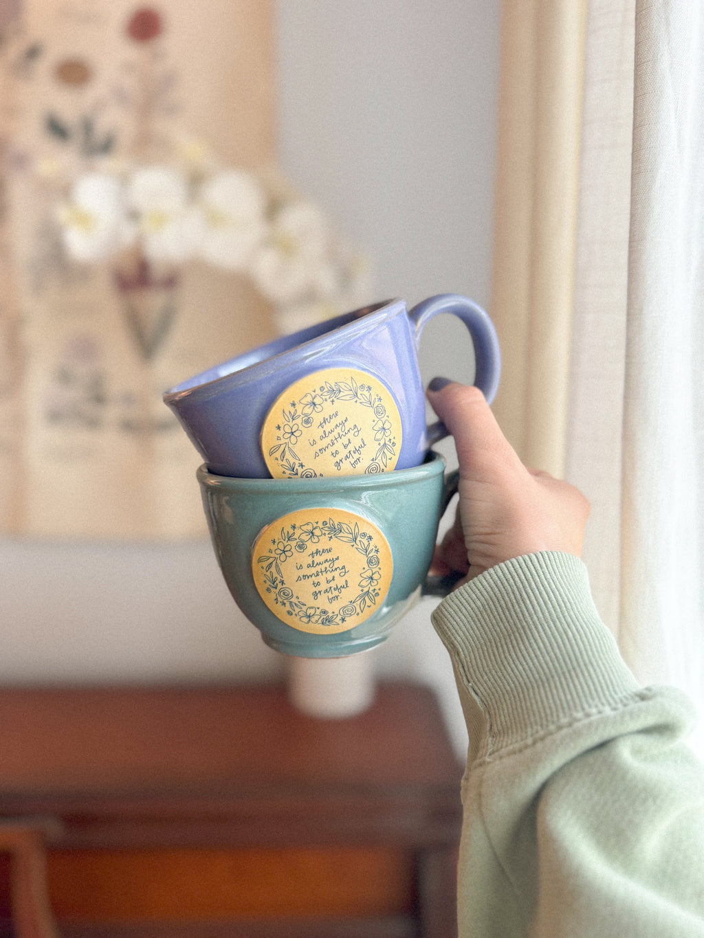 Grateful | Seafoam 12oz Handmade Latte Mug