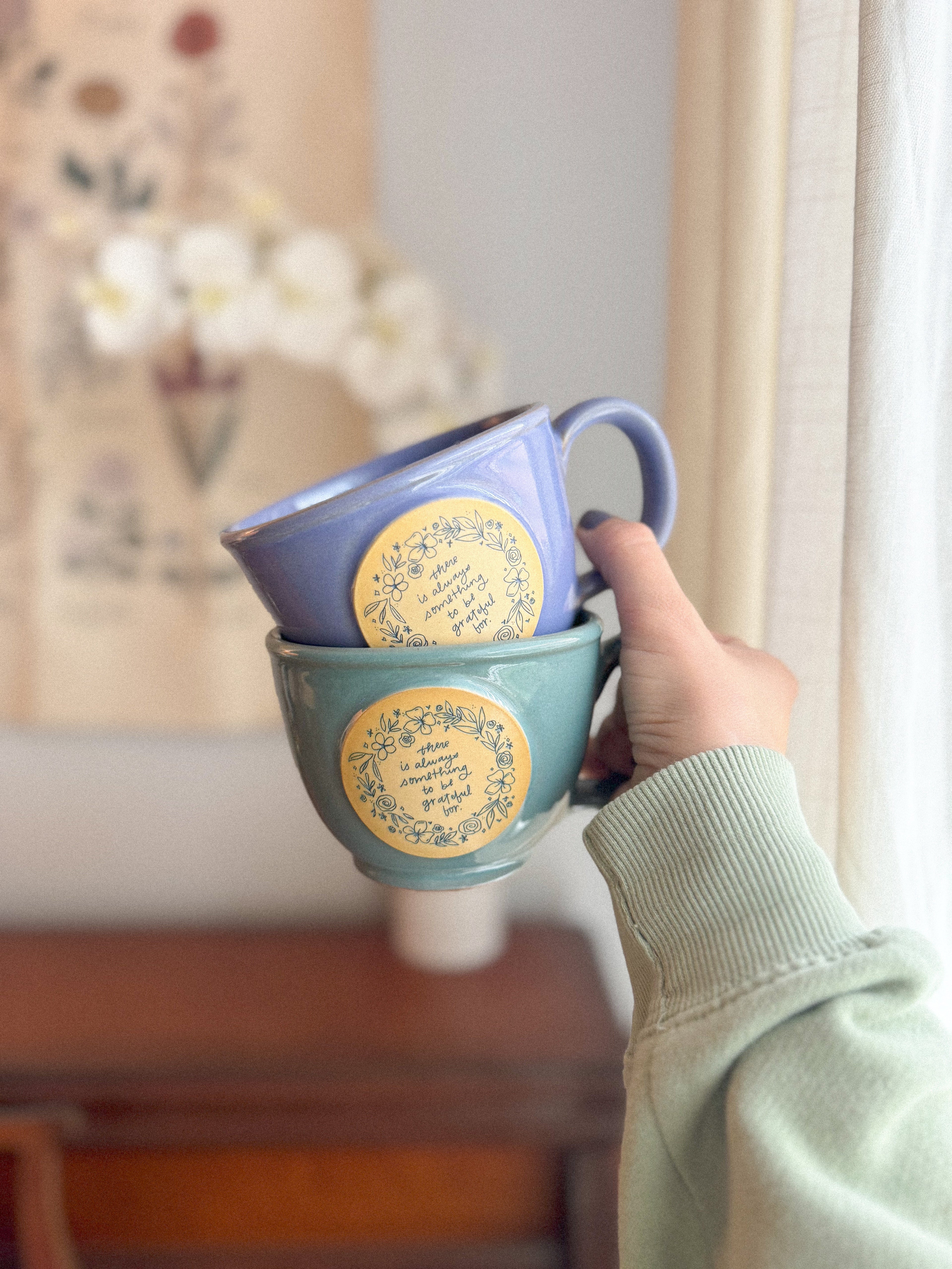 Grateful | Seafoam 12oz Handmade Latte Mug