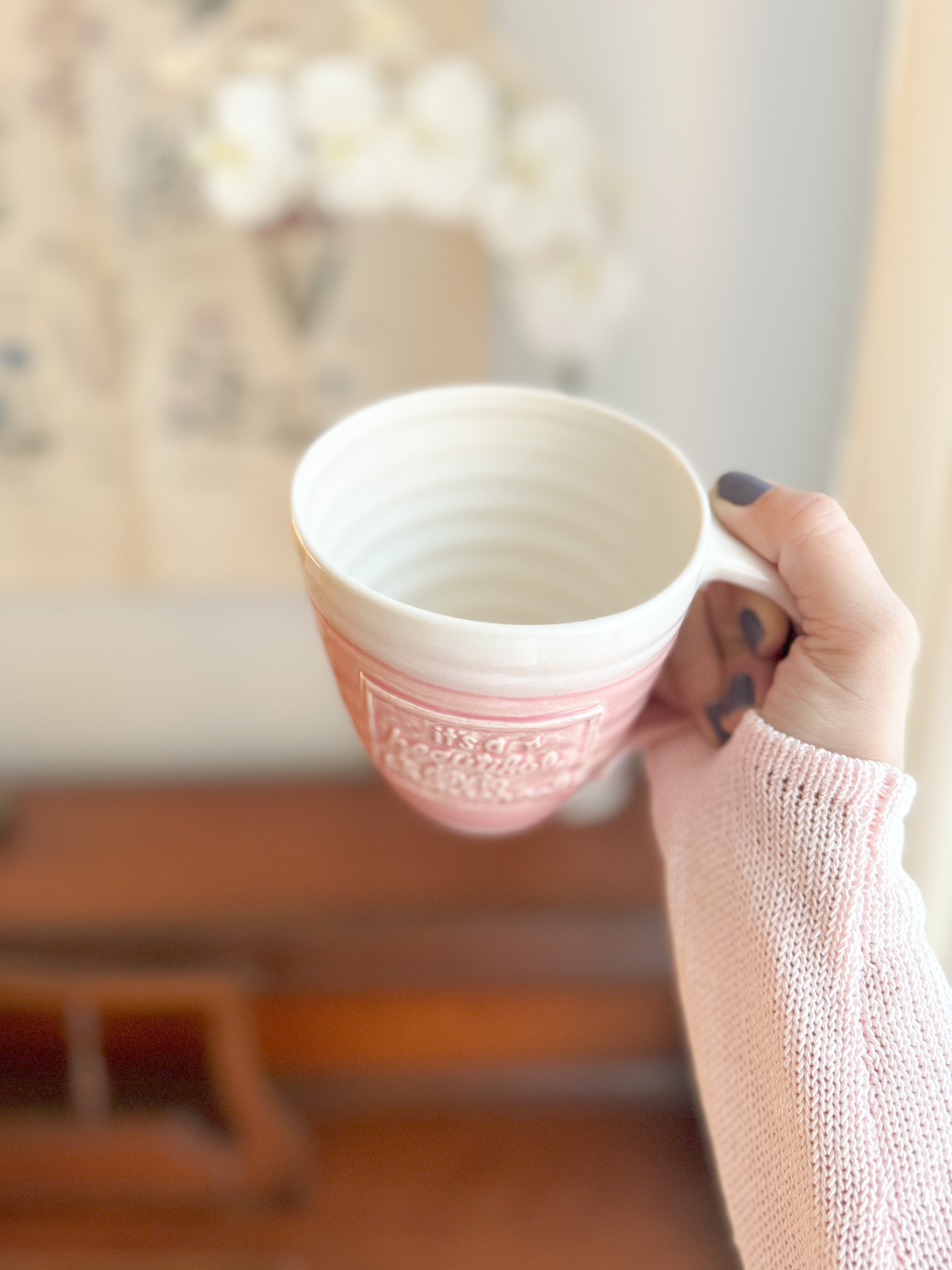 Beautiful Day | Pink 16oz Handmade Mug
