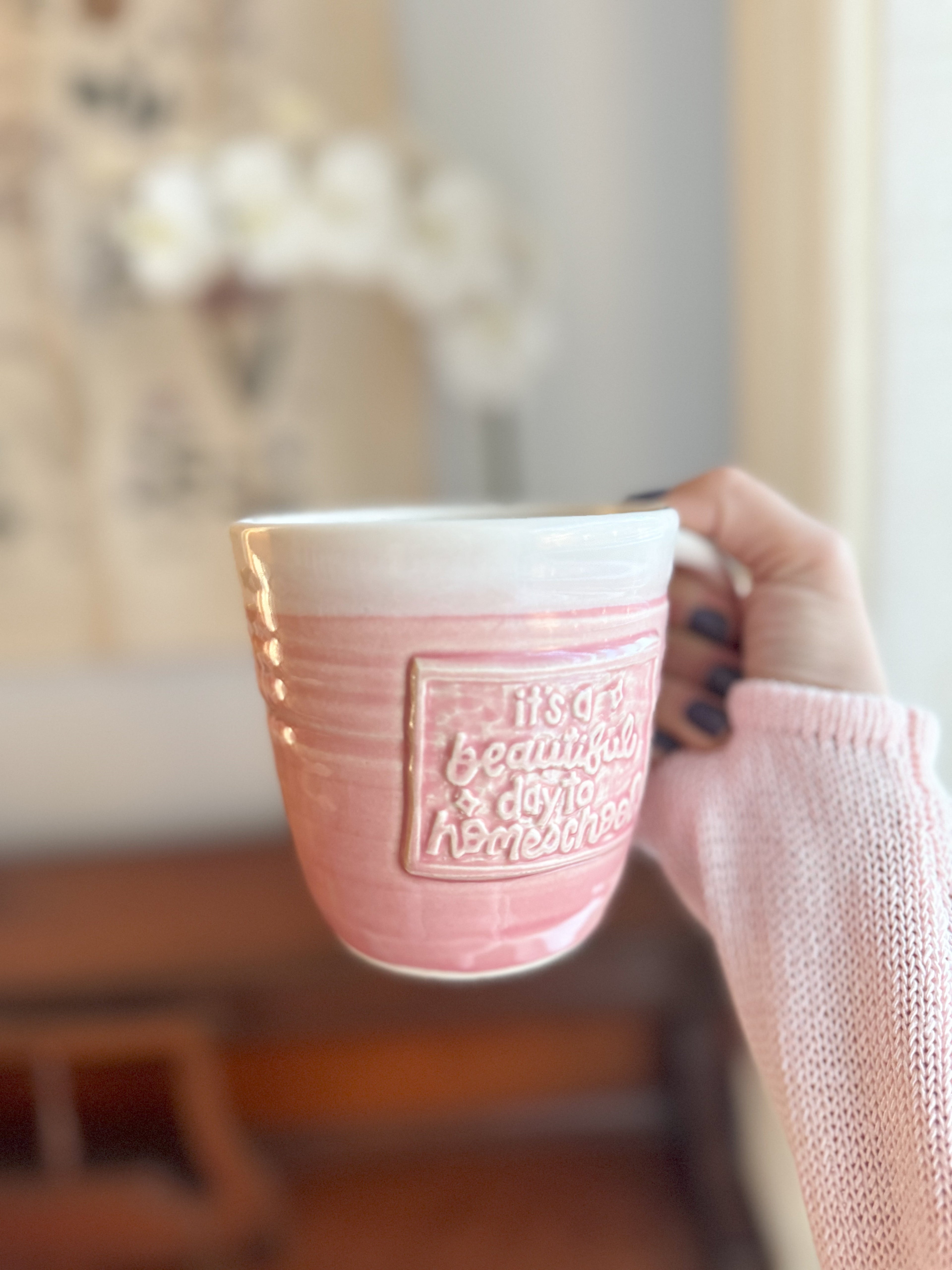 Beautiful Day | Pink 16oz Handmade Mug