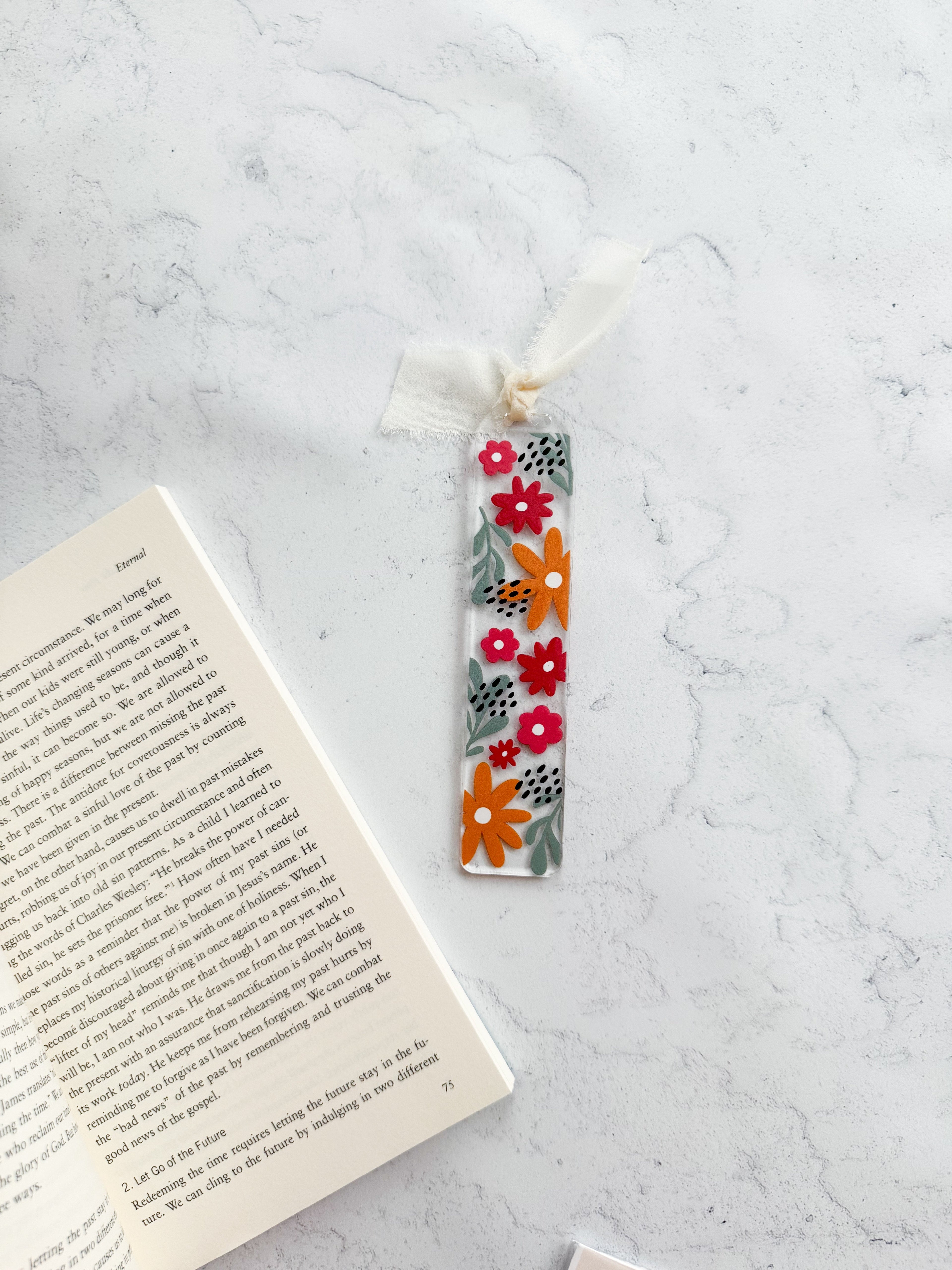 Boho Flower Acrylic Bookmark
