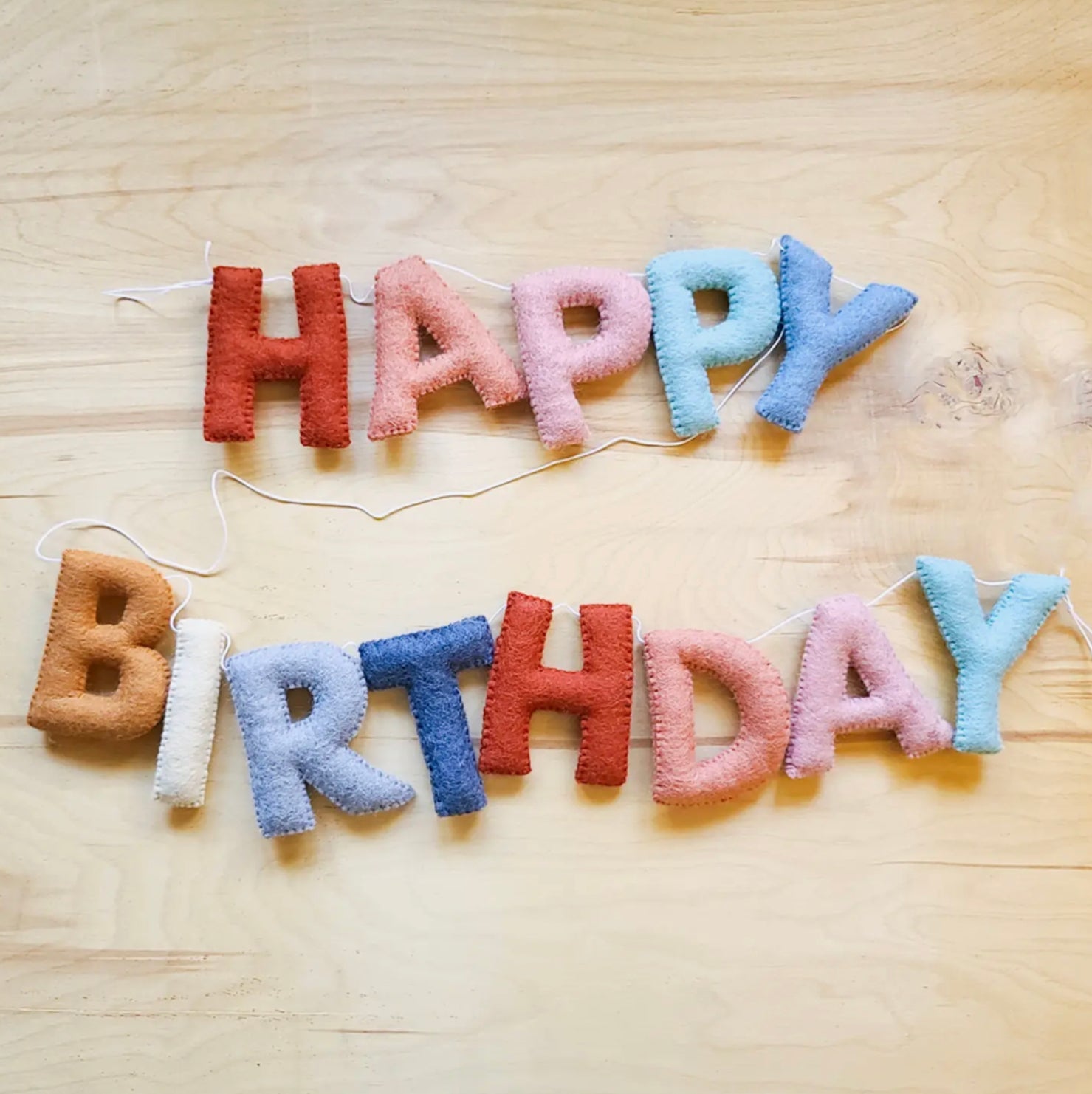 Modern Earth Happy Birthday | Heirloom Felt Garland