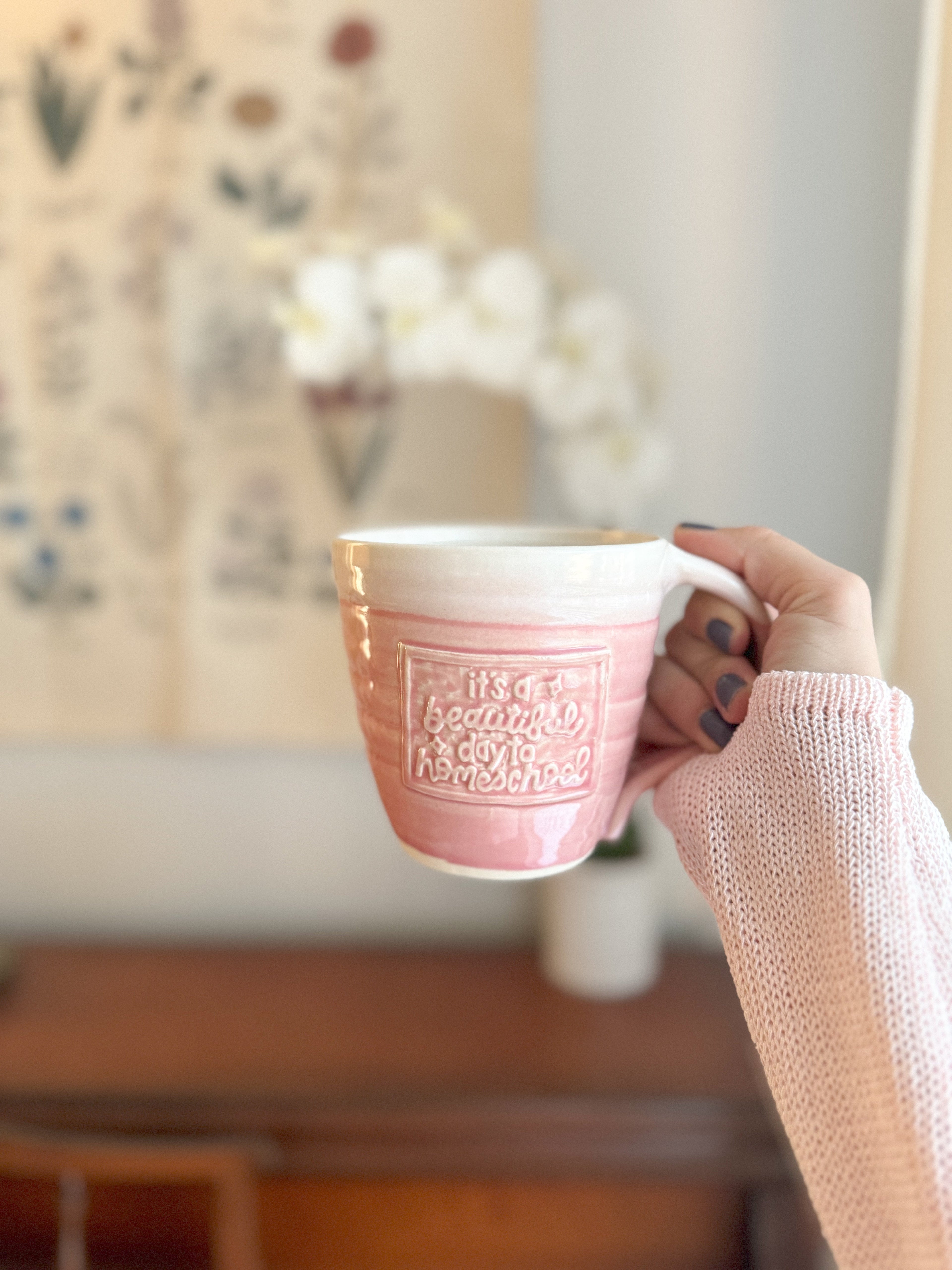 Beautiful Day | Pink 16oz Handmade Mug